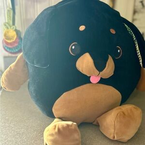 Plush Black & Tan Puppy Stuffed Animal - Cute Round Dog Plush